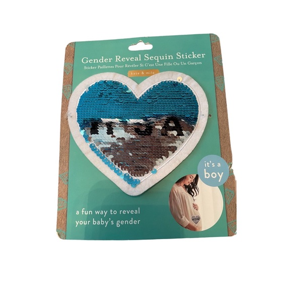 Kate & Milo Gender Reveal Sequins Sticker, It's a Boy, Double sided - Picture 2 of 5